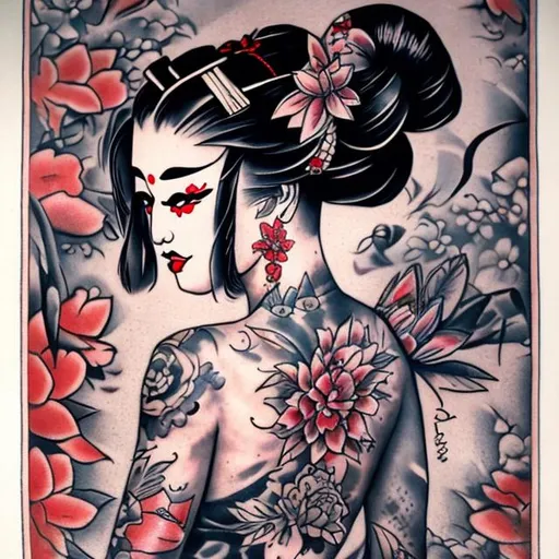 Prompt: TATTOOED GEISHA 