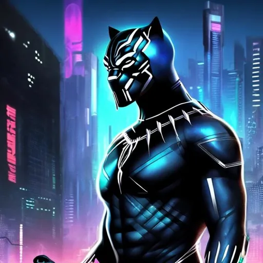 Prompt: CYBERPUNK BLACK PANTHER