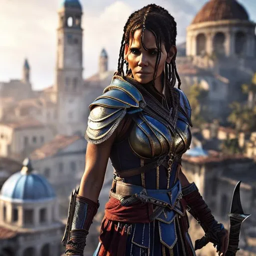 Prompt: HALLE BERRY AS KASSANDRA IN ASSASSIN'S CREED, IN COLOR