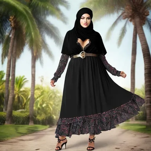 Prompt: beautiful plus size hijab black female pirate 