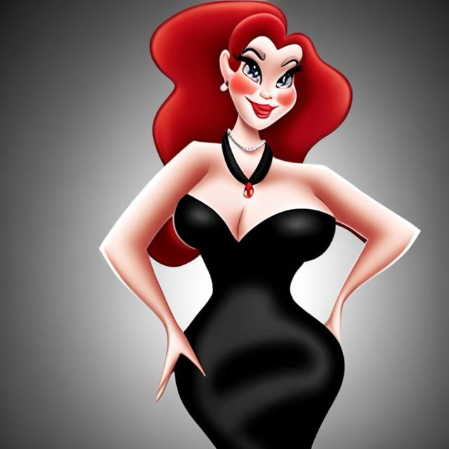 Prompt: JESSICA RABBIT WEARING A BLACK EVENING DRESS