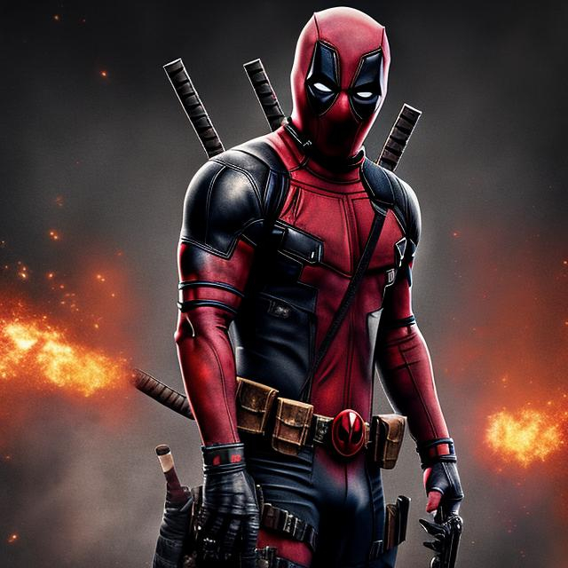 Prompt: High-resolution hyperrealistic photo of superhero DEADPOOL, ALL black costume, uhd, hdr, 64k