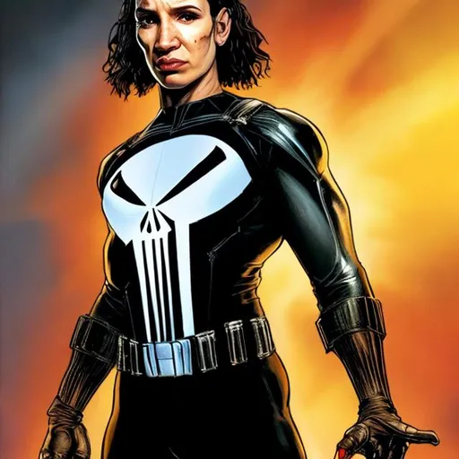 Prompt: MIXED RACE FEMALE THE PUNISHER