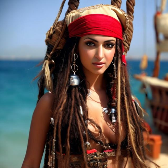 Prompt: beautiful middle eastern female pirate 