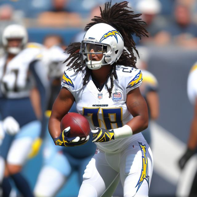 Prompt: FEMALE NFL PLAYER PLAYING FOR THE  San Diego CHARGERS 