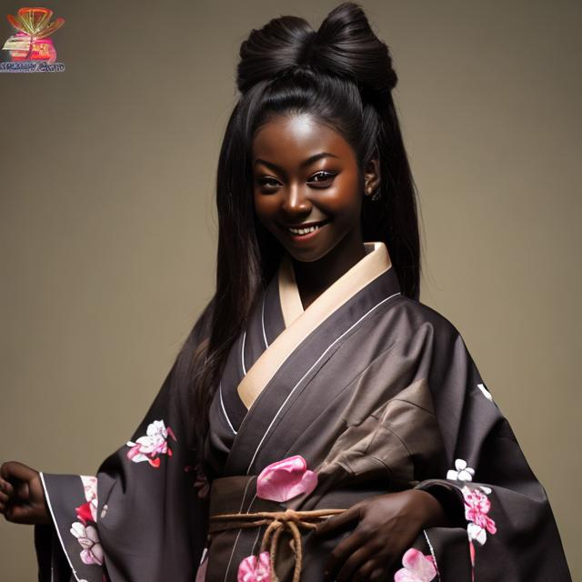 Prompt:  DARK SKINNED kimono girl     