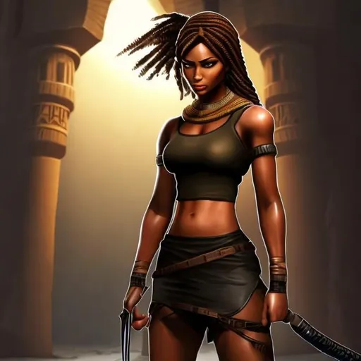 Prompt: Black Egyptian Lara Croft 