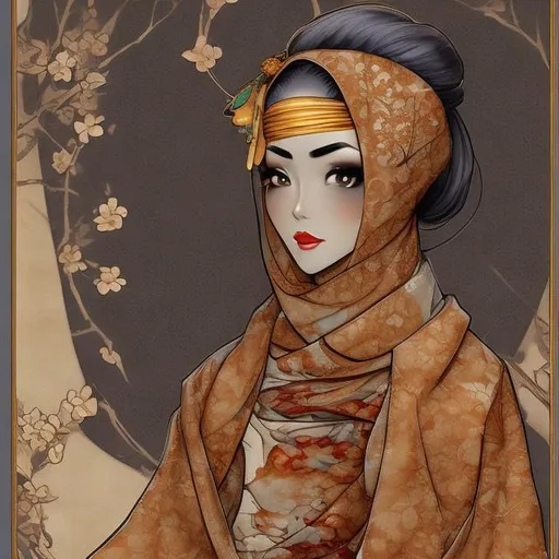 Prompt: HIJABI FEMALE GEISHA 