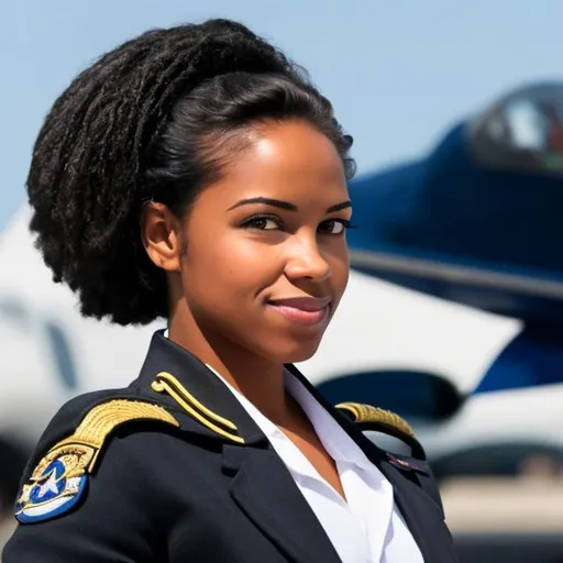 Prompt: BLACK FEMALE NAVAL PILOT