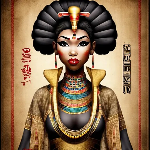 Prompt: BLACK EGYPTIAN FEMALE GEISHA 