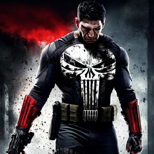 Prompt: High-resolution hyperrealistic photo of superhero US-Agent THE PUNISHER, black and red and white costume, uhd, hdr, 64k