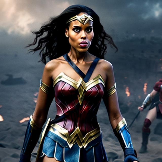 Prompt: KERRY WASHINGTON AS WONDERWOMAN