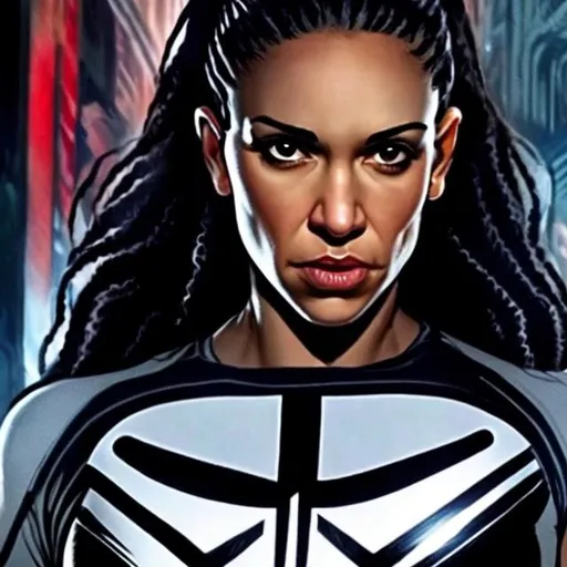 Prompt: MIXED RACE FEMALE THE PUNISHER