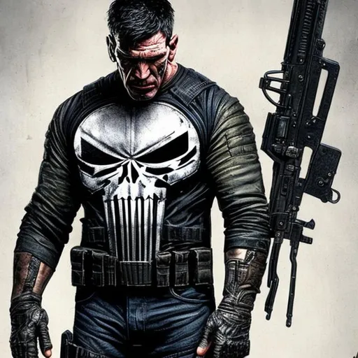 Prompt: CREATE A HIGHLY DETAILED IMAGE OF THE PUNISHER