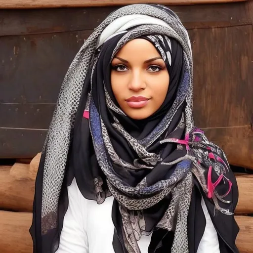 Prompt: beautiful  hijab black female pirate 