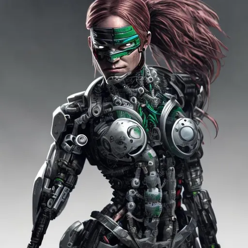 Prompt: CYBORG FEMALE NINJA