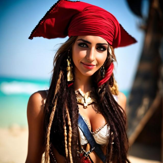 Prompt: beautiful middle eastern female pirate 