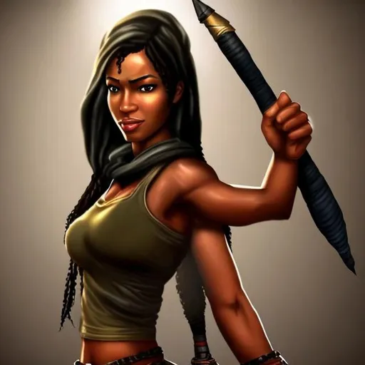 Prompt: Black Egyptian female Lara Croft 