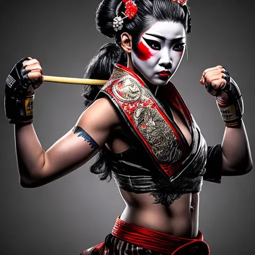 Prompt:  FEMALE GEISHA MMA FIGHTER
