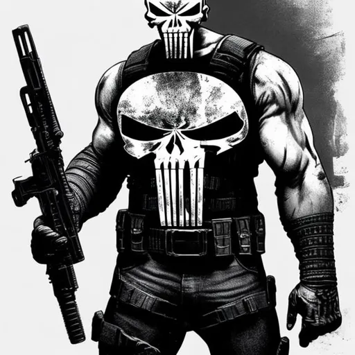 Prompt: CREATE A HIGHLY DETAILED IMAGE OF THE PUNISHER