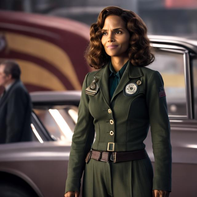 Prompt: HALLE BERRY AS AGENT CARTER IN COLOR