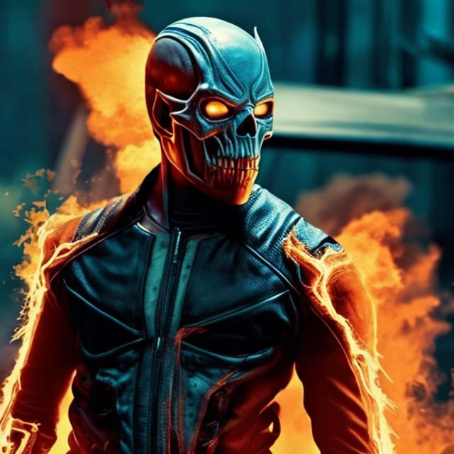 Prompt: MICHAEL.B. JORDAN AS GHOST RIDER IN COLOR