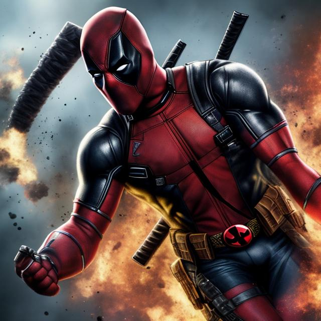 Prompt: High-resolution hyperrealistic photo of superhero DEADPOOL, ALL black costume, uhd, hdr, 64k