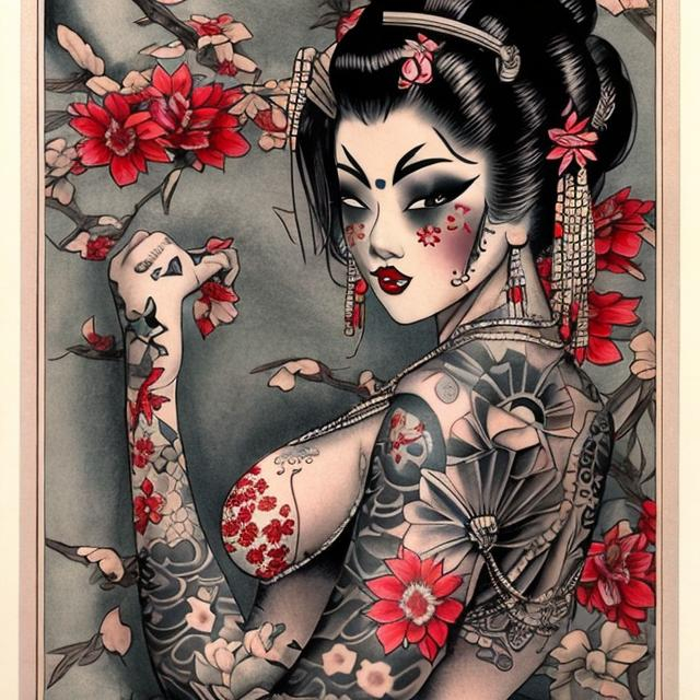 Prompt: TATTOOED GEISHA 