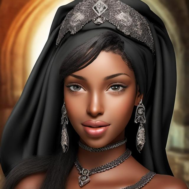 Prompt: BLACK ARABIAN FEMALE BEAUTY PRINCESS