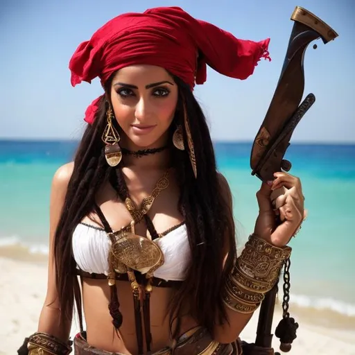 Prompt: beautiful middle eastern female pirate 
