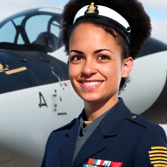 Prompt: MIXED RACE FEMALE NAVAL PILOT