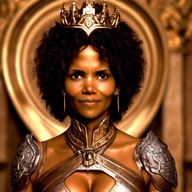 Prompt: HALLE BERRY AS QUEEN RAMONDA, IN COLOR