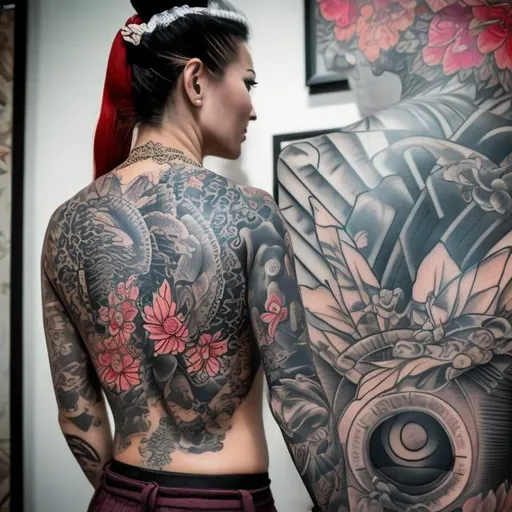 Prompt: TATTOOED GEISHA WAITRESS