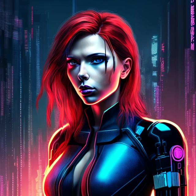 Prompt: CYBERPUNK BLACK WIDOW