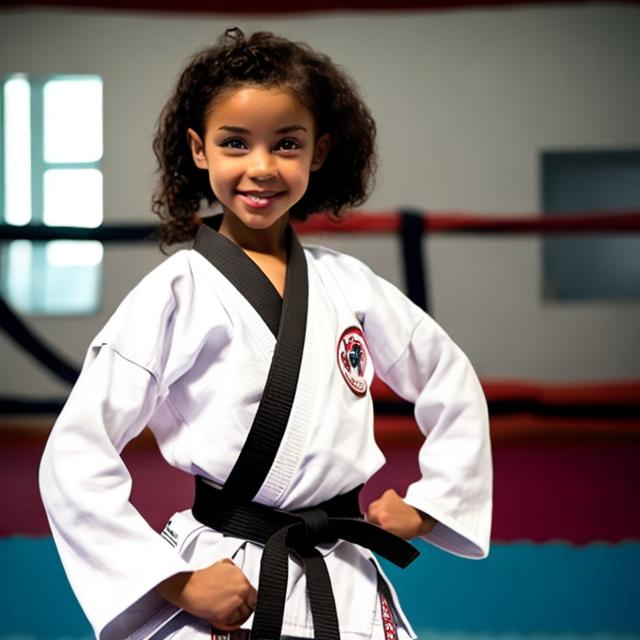 Prompt: BLACK FEMALE KARATE GIRL