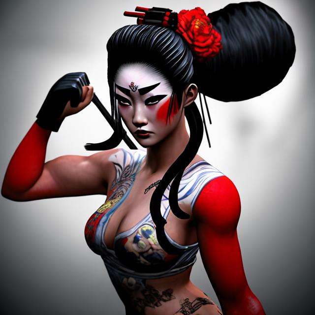 Prompt:  FEMALE GEISHA MMA FIGHTER
