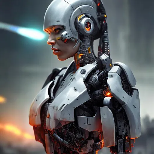 Prompt: CYBORG FEMALE SOLDIER