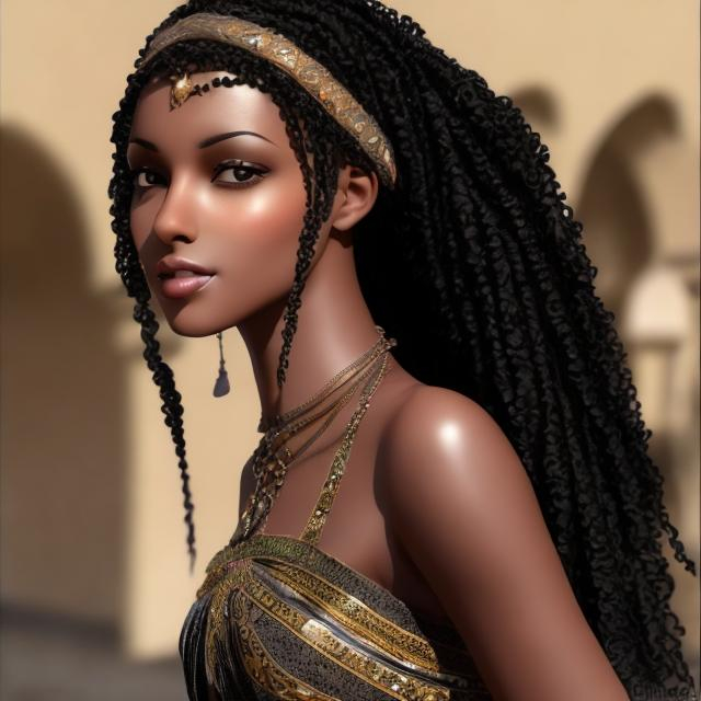 Prompt: BLACK ARABIAN FEMALE BEAUTY