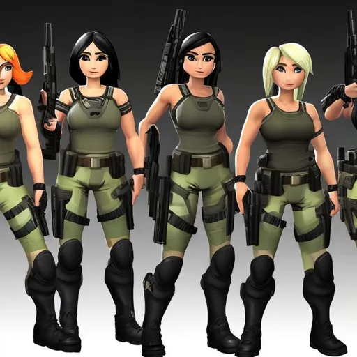 Prompt: ALL FEMALE PLATTOON COMMANDO UNIT