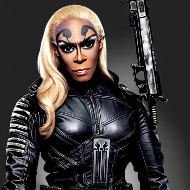 Prompt: RU PAUL FEMALE AS THE PUNISHER