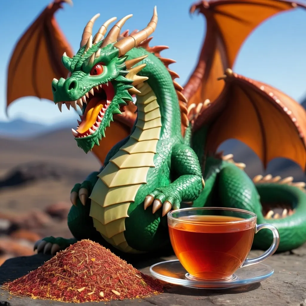 Prompt: epic dragon with rooibos tea