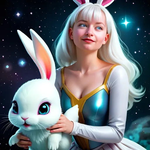 Prompt: Bunny girl star trek ghost pet mid 30s cute