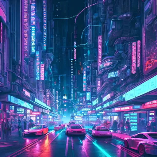 Prompt: Detailed 3D render of futuristic cityscape, vibrant neon lights, bustling streets, intricate architectural details, highres, ultra-detailed, cyberpunk, bustling city, vibrant neon lights, futuristic, 3D render