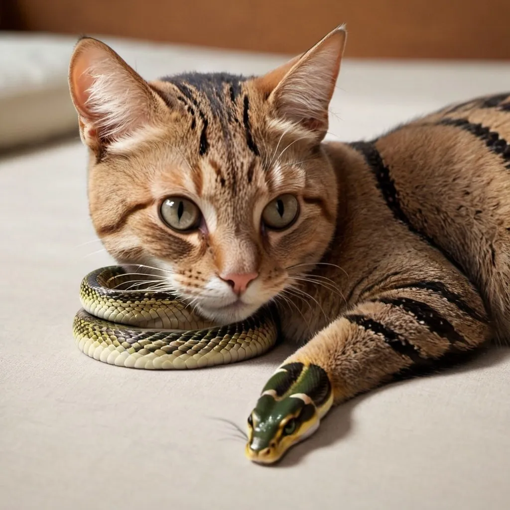 Prompt: A rendering of a snake in a cat