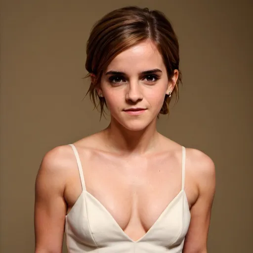 Prompt: Emma Watson without and dress in Pron video 