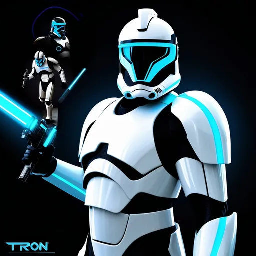 Prompt: tron legacy as a clone trooper phase 1