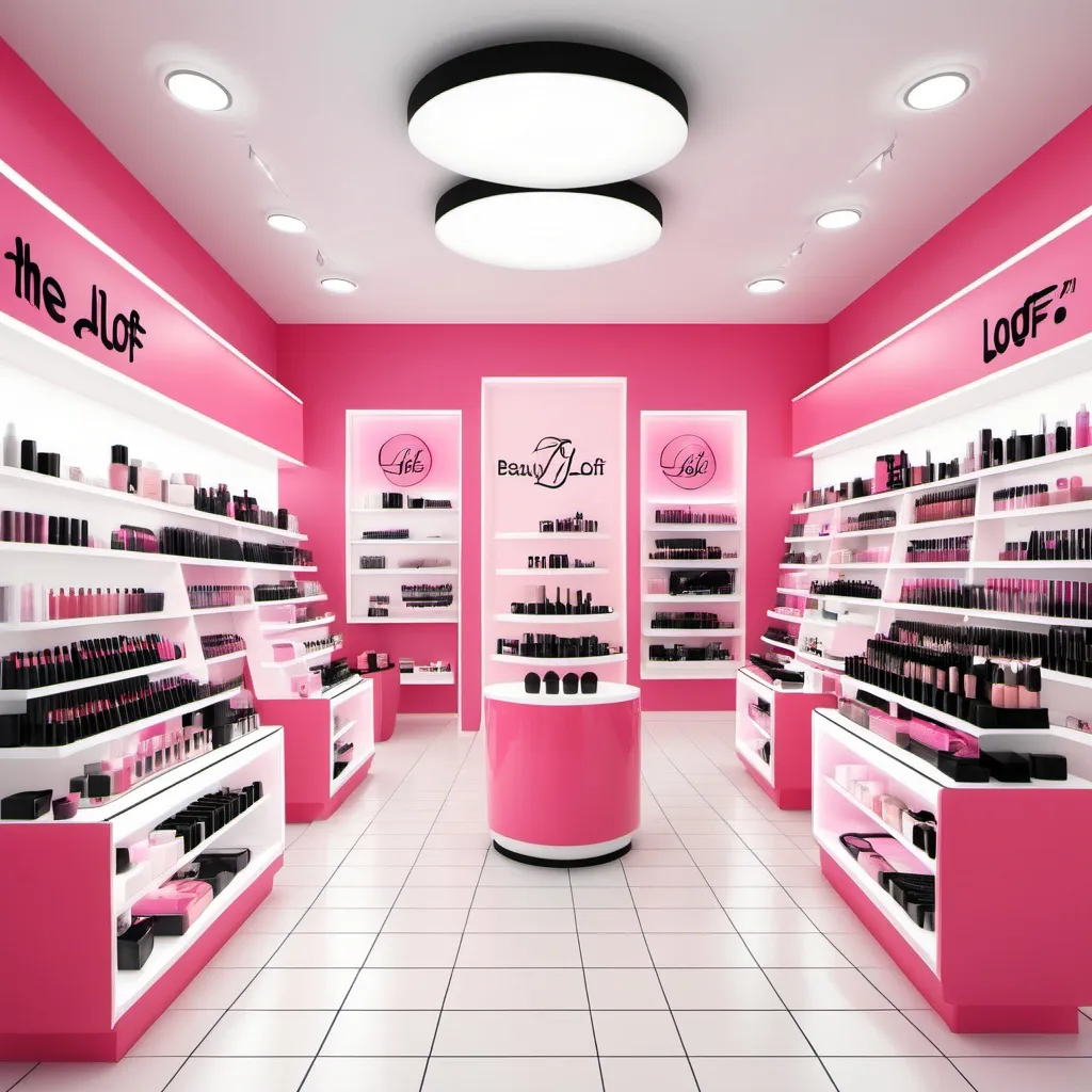 Prompt: create an image of cosmetics shop called  The Beauty Loft