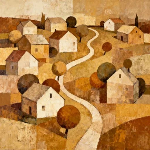 Prompt: Abstract art of a village 