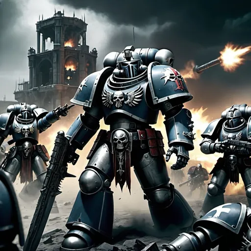 Prompt: warhammer 40k grey knight battle field

