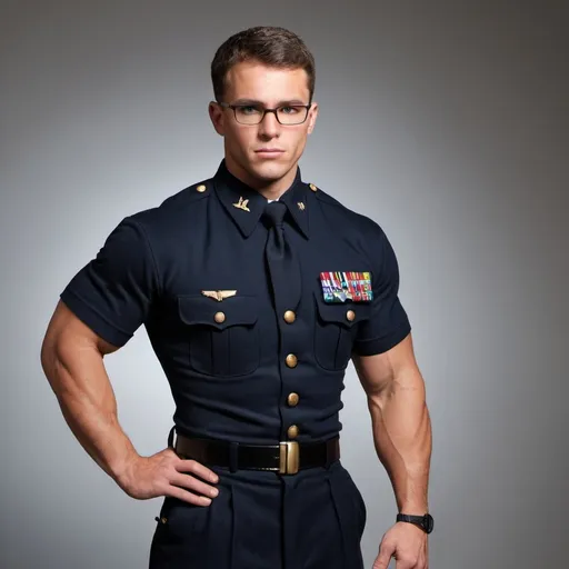 Prompt: Buff, Glasses, Navy Uniform, Guy